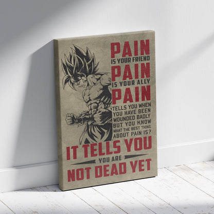 Goku Super Saiyan Canvas Wall Art - Dragon Ball Z Motivational "Pain" Print - Ready to Hang Home Office Decor - DR018