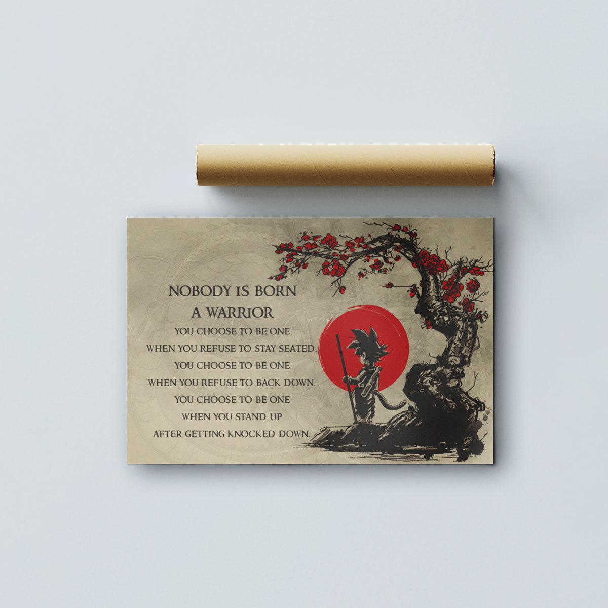 Goku Dragon Ball Canvas Wall Art - Inspirational Warrior Quote Motivational Print for Boys Room, Man Cave Decor - Wrapped Canvas Ready to Hang - DR023