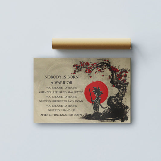 Goku Dragon Ball Canvas Wall Art - Inspirational Warrior Quote Motivational Print for Boys Room, Man Cave Decor - Wrapped Canvas Ready to Hang - DR023