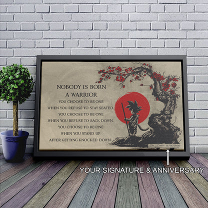 Goku Dragon Ball Canvas Wall Art - Inspirational Warrior Quote Motivational Print for Boys Room, Man Cave Decor - Wrapped Canvas Ready to Hang - DR023