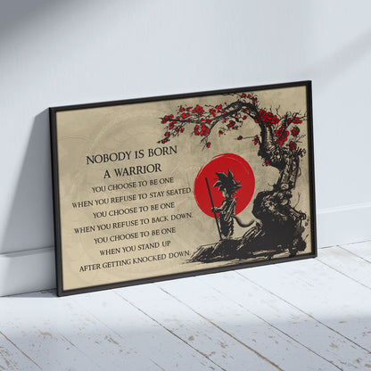 Goku Dragon Ball Canvas Wall Art - Inspirational Warrior Quote Motivational Print for Boys Room, Man Cave Decor - Wrapped Canvas Ready to Hang - DR023