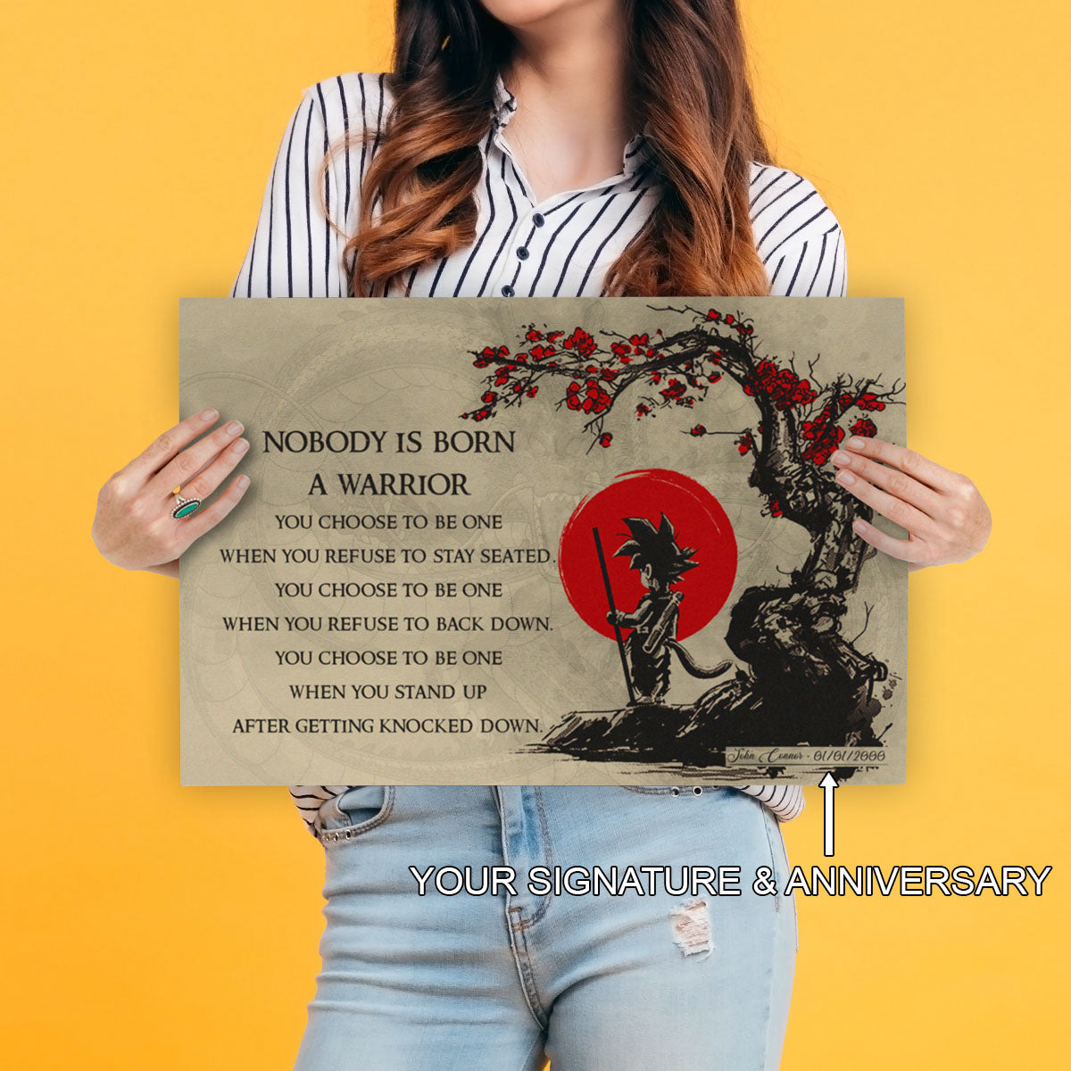 Goku Dragon Ball Canvas Wall Art - Inspirational Warrior Quote Motivational Print for Boys Room, Man Cave Decor - Wrapped Canvas Ready to Hang - DR023