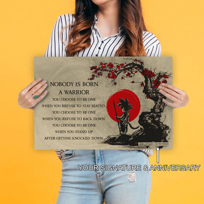 Goku Dragon Ball Canvas Wall Art - Inspirational Warrior Quote Motivational Print for Boys Room, Man Cave Decor - Wrapped Canvas Ready to Hang - DR023