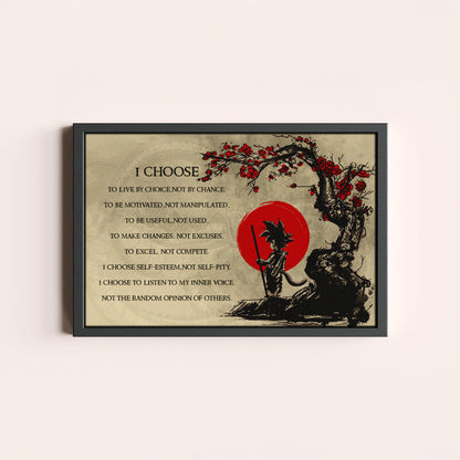 Goku Dragon Ball Z Canvas Wall Art - I Choose - Motivational Quote Print - Ready to Hang Anime Decor for Boys Room, Man Cave - DR024