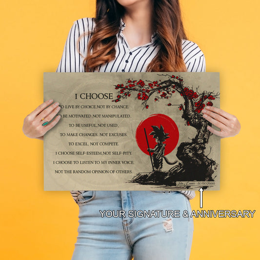 Goku Dragon Ball Z Canvas Wall Art - I Choose - Motivational Quote Print - Ready to Hang Anime Decor for Boys Room, Man Cave - DR024