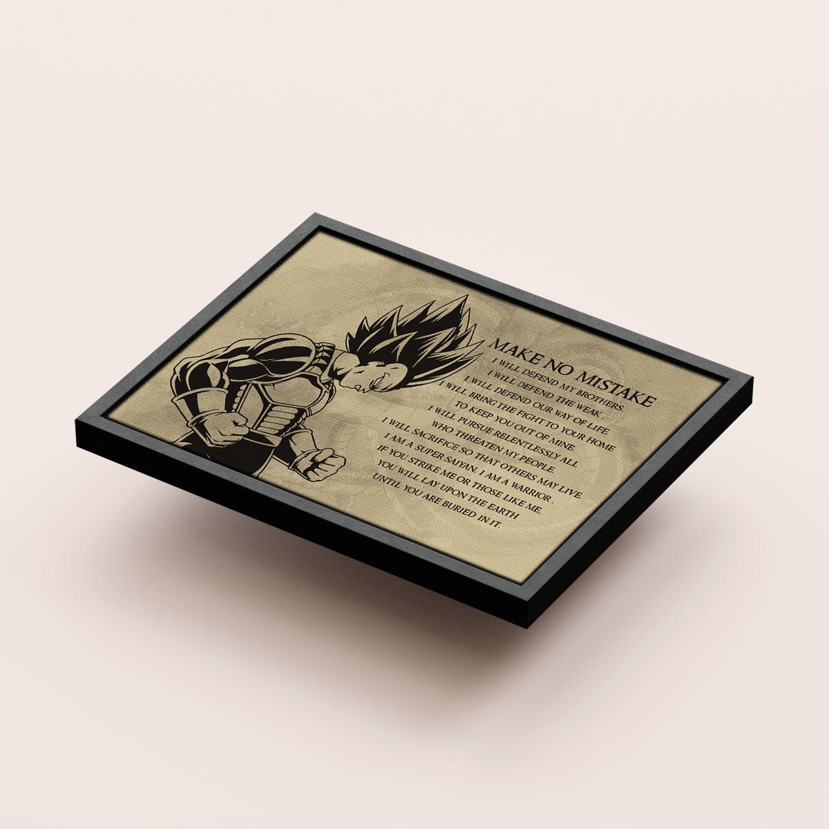 Dragon Ball Z Super Saiyan Vegeta Canvas Wall Art - Make No Mistake - Motivational Quote Print - Ready to Hang Anime Decor for Boys Room, Man Cave - DR026