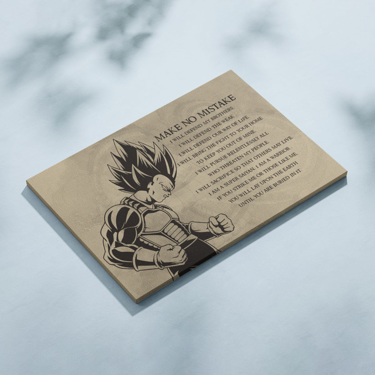 Dragon Ball Z Super Saiyan Vegeta Canvas Wall Art - Make No Mistake - Motivational Quote Print - Ready to Hang Anime Decor for Boys Room, Man Cave - DR026