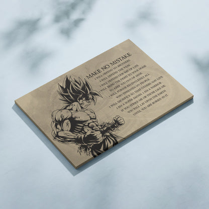 Dragon Ball Z Super Saiyan Goku Canvas Wall Art - Make No Mistake - Motivational Quote Print - Ready to Hang Office Living Room Decor - DR027