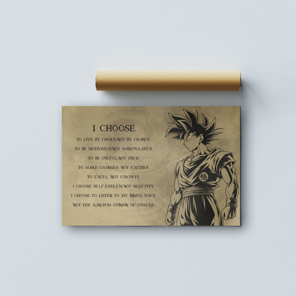 Dragon Ball Z Goku Canvas Wall Art -  DBZ Motivational Quote "I Choose" Print - Ready to Hang Home Office Decor - DR031