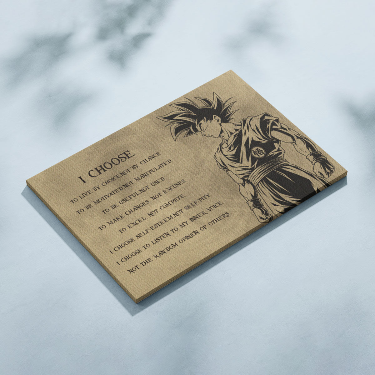 Dragon Ball Z Goku Canvas Wall Art -  DBZ Motivational Quote "I Choose" Print - Ready to Hang Home Office Decor - DR031