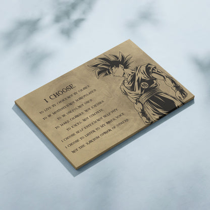 Dragon Ball Z Goku Canvas Wall Art -  DBZ Motivational Quote "I Choose" Print - Ready to Hang Home Office Decor - DR031