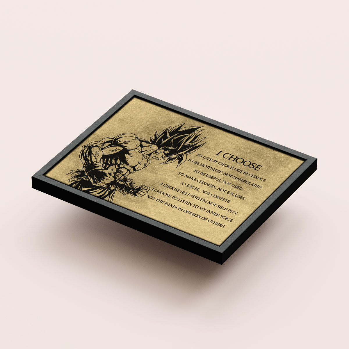 Dragon Ball Z Goku Super Saiyan Canvas Wall Art -  DBZ Motivational Quote "I Choose" Print - Ready to Hang Home Office Decor - DR033