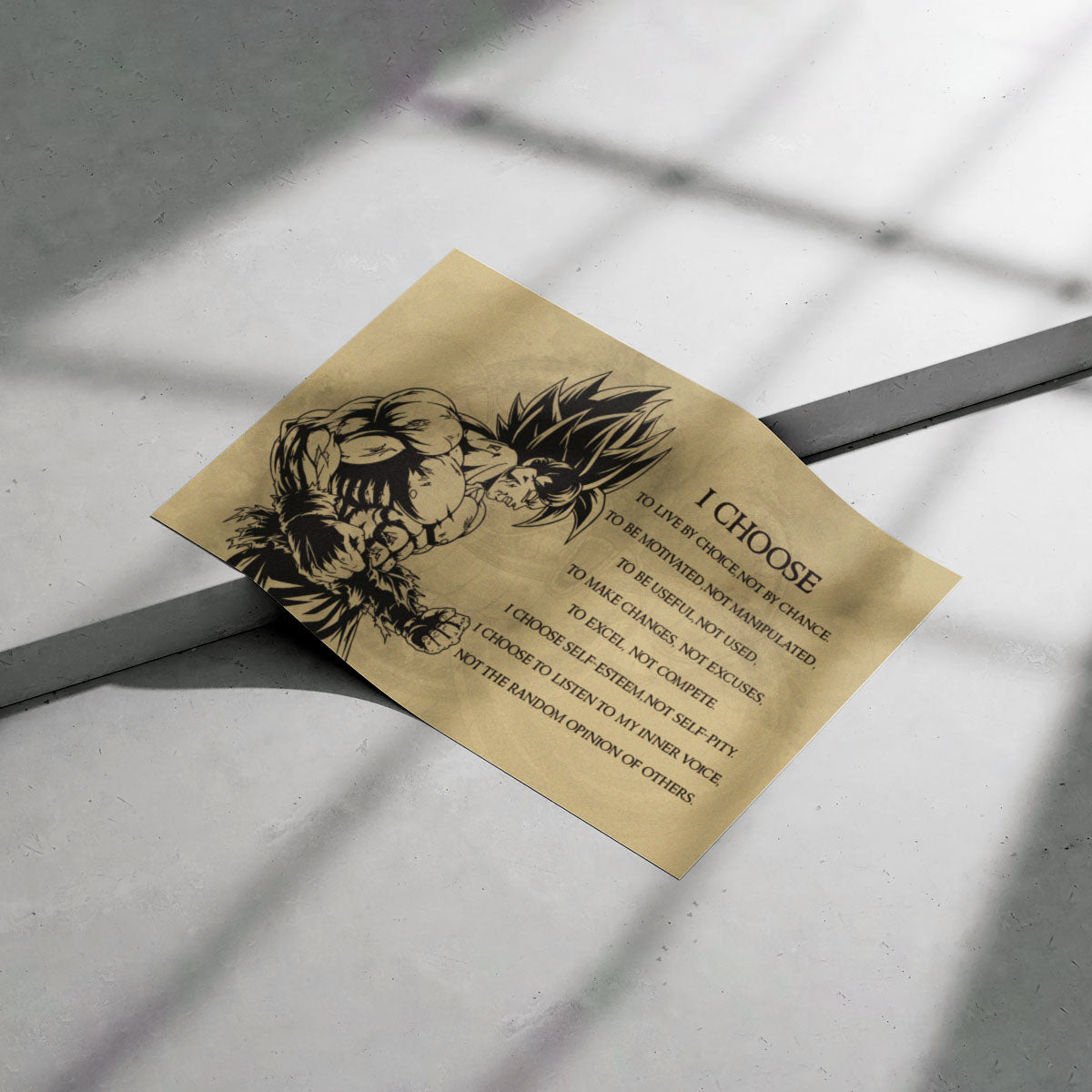 Dragon Ball Z Goku Super Saiyan Canvas Wall Art -  DBZ Motivational Quote "I Choose" Print - Ready to Hang Home Office Decor - DR033