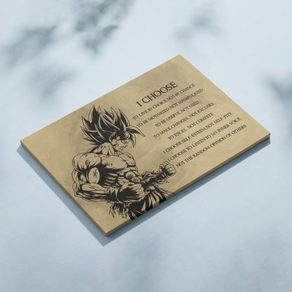 Dragon Ball Z Goku Super Saiyan Canvas Wall Art -  DBZ Motivational Quote "I Choose" Print - Ready to Hang Home Office Decor - DR033