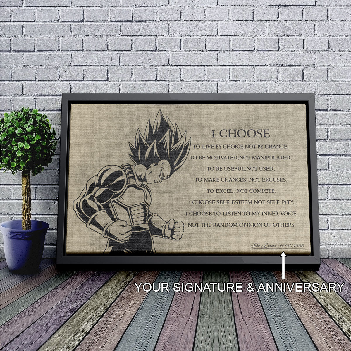 Dragon Ball Canvas Wall Art - DR034 - Super Saiyan Vegeta - I Choose