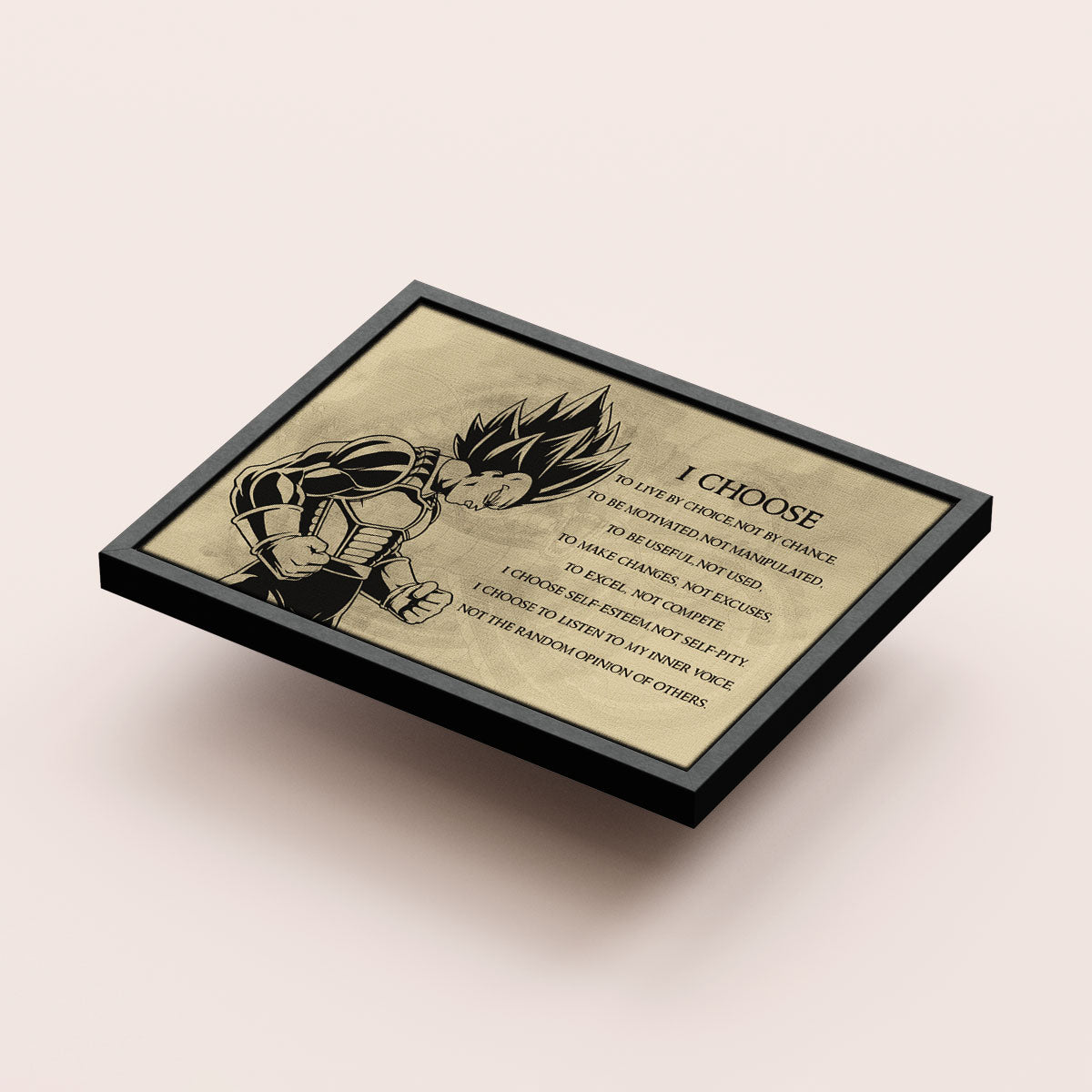 Dragon Ball Z Super Saiyan Vegeta Canvas Wall Art - I Choose - DBZ Motivational Quote Print - Ready to Hang Anime Decor for Boys Room, Man Cave - DR034