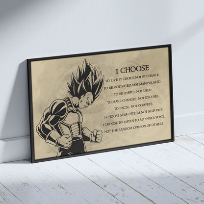 Dragon Ball Canvas Wall Art - DR034 - Super Saiyan Vegeta - I Choose