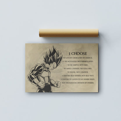 Dragon Ball Canvas Wall Art - DR034 - Super Saiyan Vegeta - I Choose