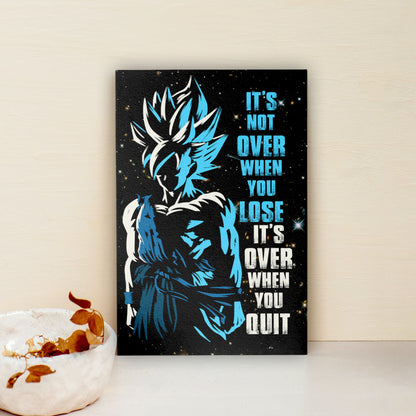 Goku Dragon Ball Super Motivational Canvas Wall Art - Super Saiyan Blue -  It's Not Over When You Lose - Gamer Boy Room Decor Gift - DR048