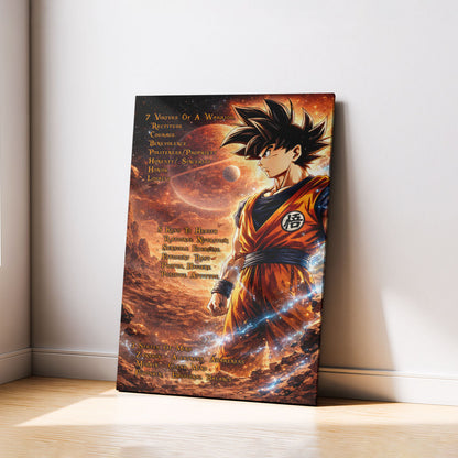 Dragon Ball Canvas Wall Art - DR080 - Goku - 7 Virtues of a Warrior - 5 Keys to Health