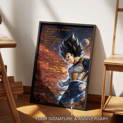 Dragon Ball Canvas Wall Art - DR081 - Vegeta  - 7 Virtues of a Warrior - 5 Keys to Health