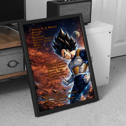 Dragon Ball Canvas Wall Art - DR081 - Vegeta  - 7 Virtues of a Warrior - 5 Keys to Health