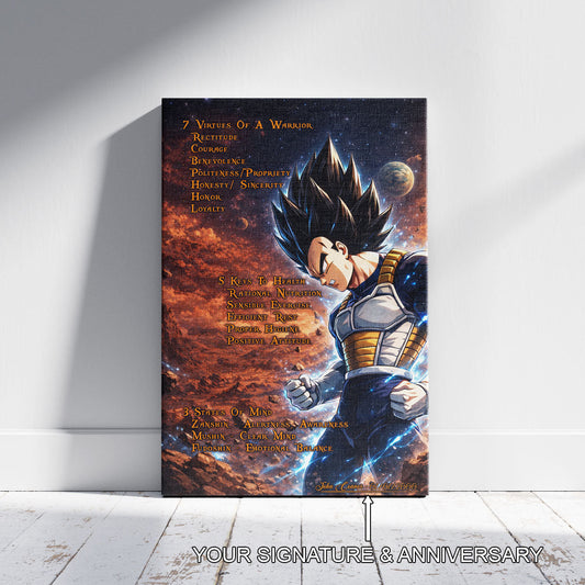 Dragon Ball Canvas Wall Art - DR081 - Vegeta  - 7 Virtues of a Warrior - 5 Keys to Health