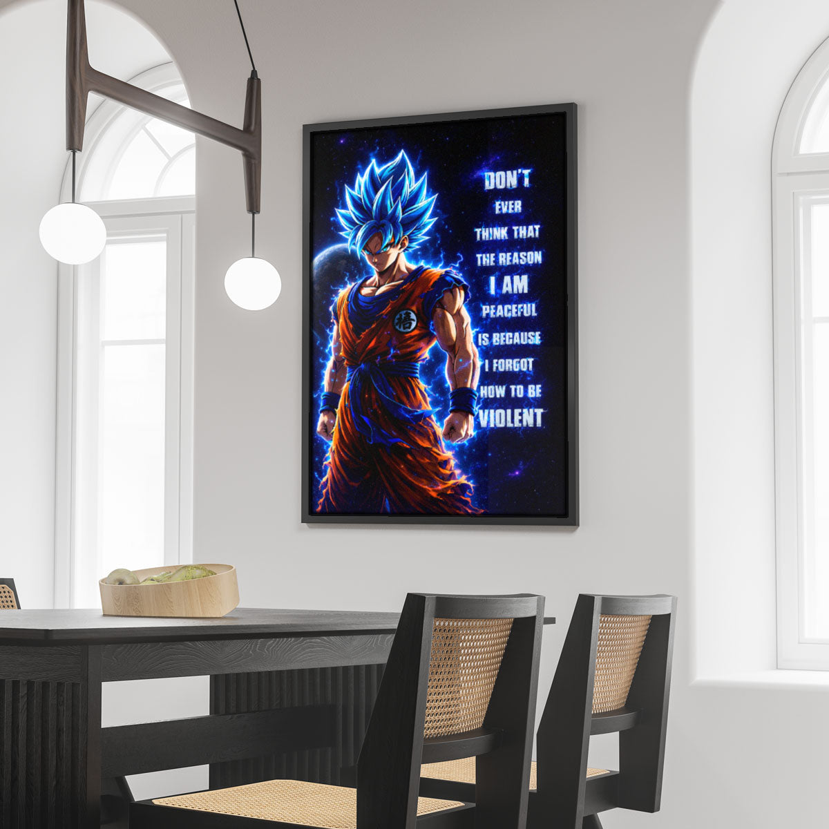 Goku Dragon Ball Super Motivational Canvas Wall Art - I Forgot How to be Violent - Super Saiyan Blue Poster Room Decor - DR082