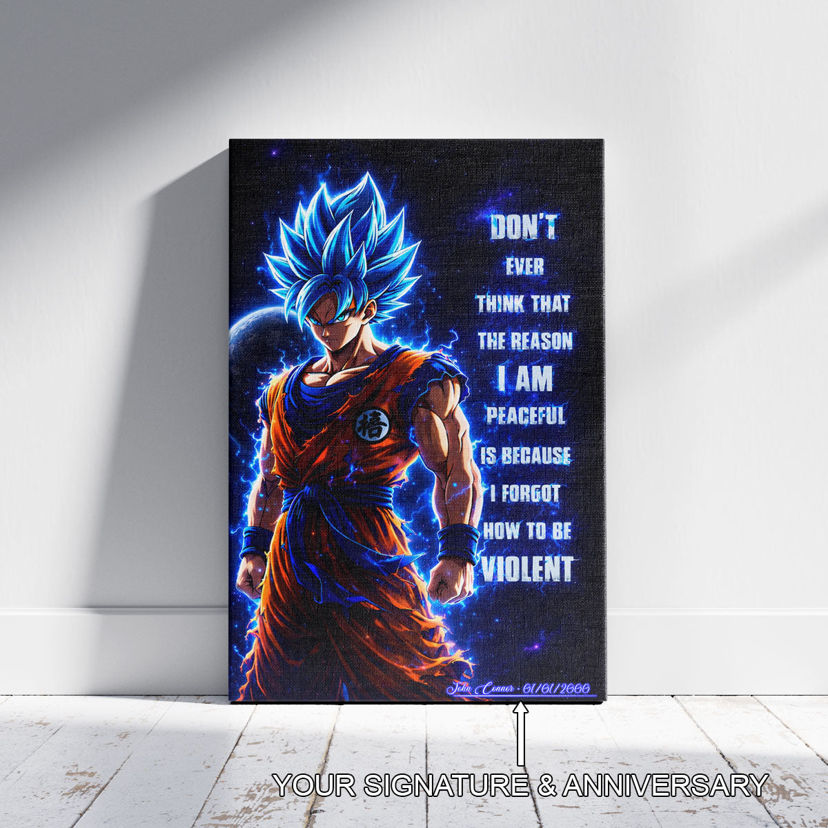 Goku Dragon Ball Super Motivational Canvas Wall Art - I Forgot How to be Violent - Super Saiyan Blue Poster Room Decor - DR082