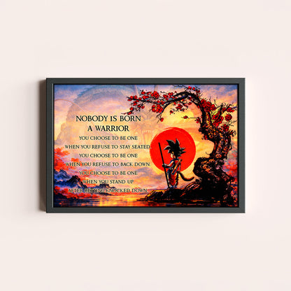 Goku Dragon Ball Canvas Wall Art - Inspirational Warrior Quote Motivational Print for Boys Room, Man Cave Decor - Wrapped Canvas Ready to Hang - DR087