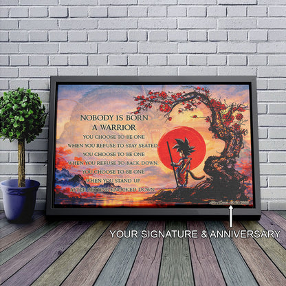 Goku Dragon Ball Canvas Wall Art - Inspirational Warrior Quote Motivational Print for Boys Room, Man Cave Decor - Wrapped Canvas Ready to Hang - DR087