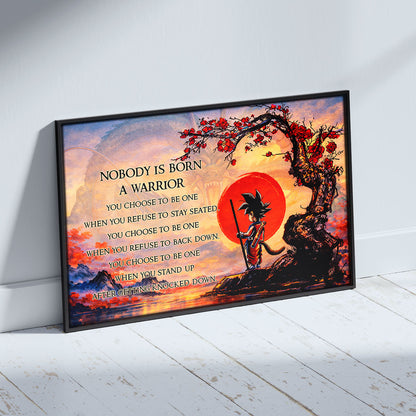 Goku Dragon Ball Canvas Wall Art - Inspirational Warrior Quote Motivational Print for Boys Room, Man Cave Decor - Wrapped Canvas Ready to Hang - DR087