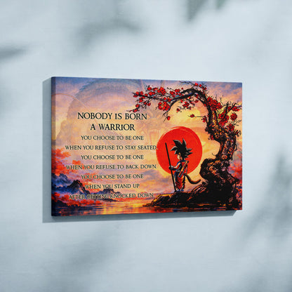 Goku Dragon Ball Canvas Wall Art - Inspirational Warrior Quote Motivational Print for Boys Room, Man Cave Decor - Wrapped Canvas Ready to Hang - DR087