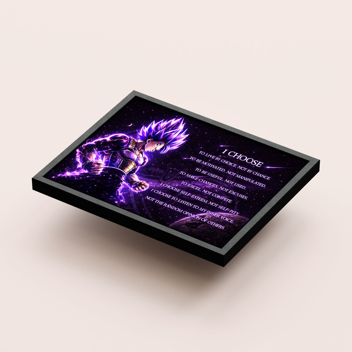 Dragon Ball Super Vegeta Ultra Ego Canvas Wall Art - I Choose - Motivational Quote Print - Ready to Hang Anime Decor for Boys Room, Man Cave - DR089