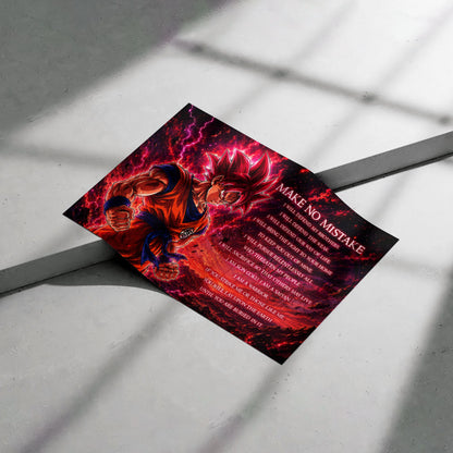 Goku Super Saiyan God Canvas Wall Art - Dragon Ball Super Motivational "Make No Mistake" Print - Ready to Hang Home Office Decor - DR097