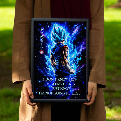 Vegito Blue Dragon Ball Super Canvas Wall Art - Inspirational Anime Quote Poster, Office Living Room Decor, Framed Ready to Hang - DR098