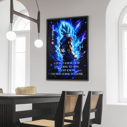 Vegito Blue Dragon Ball Super Canvas Wall Art - Inspirational Anime Quote Poster, Office Living Room Decor, Framed Ready to Hang - DR098