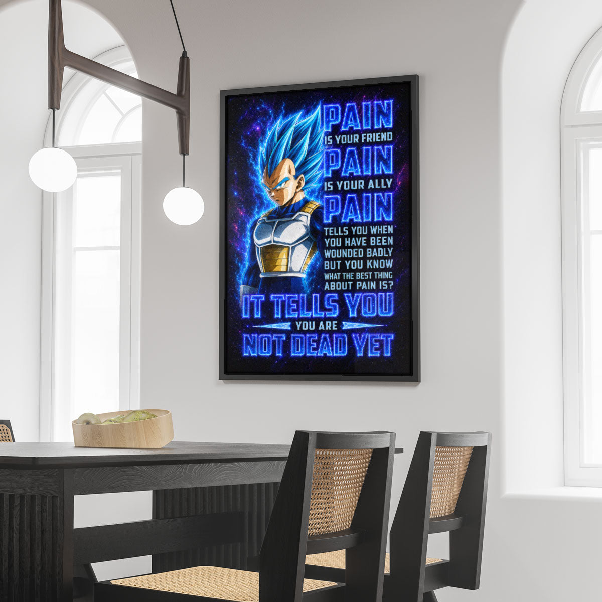 Dragon Ball Canvas Wall Art - DR102 - Super Saiyan Blue Vegeta - Pain Is Your Friend