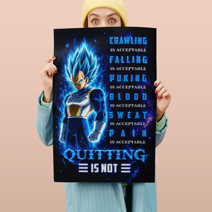 Dragon Ball Canvas Wall Art - DR104 - Super Saiyan Blue Vegeta - Quitting Is Not