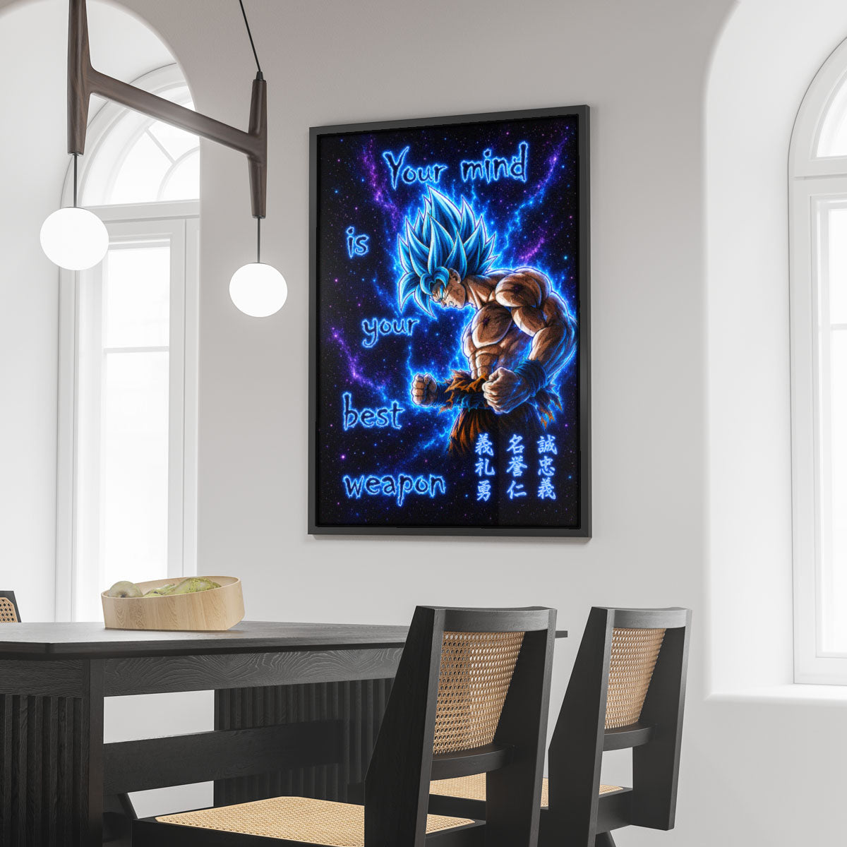 Goku Super Saiyan Blue - Your Mind Is Your Best Weapon - Dragon Ball Super Motivational Quote Canvas Wall Art - Ready to Hang Gym Workout Decor - DR108