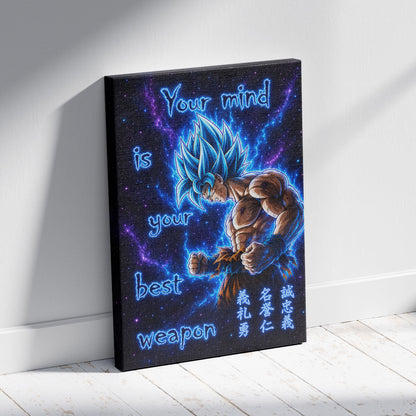 Dragon Ball Canvas Wall Art - DR108 - Super Saiyan Blue Goku - Your Mind Is Your Best Weapon