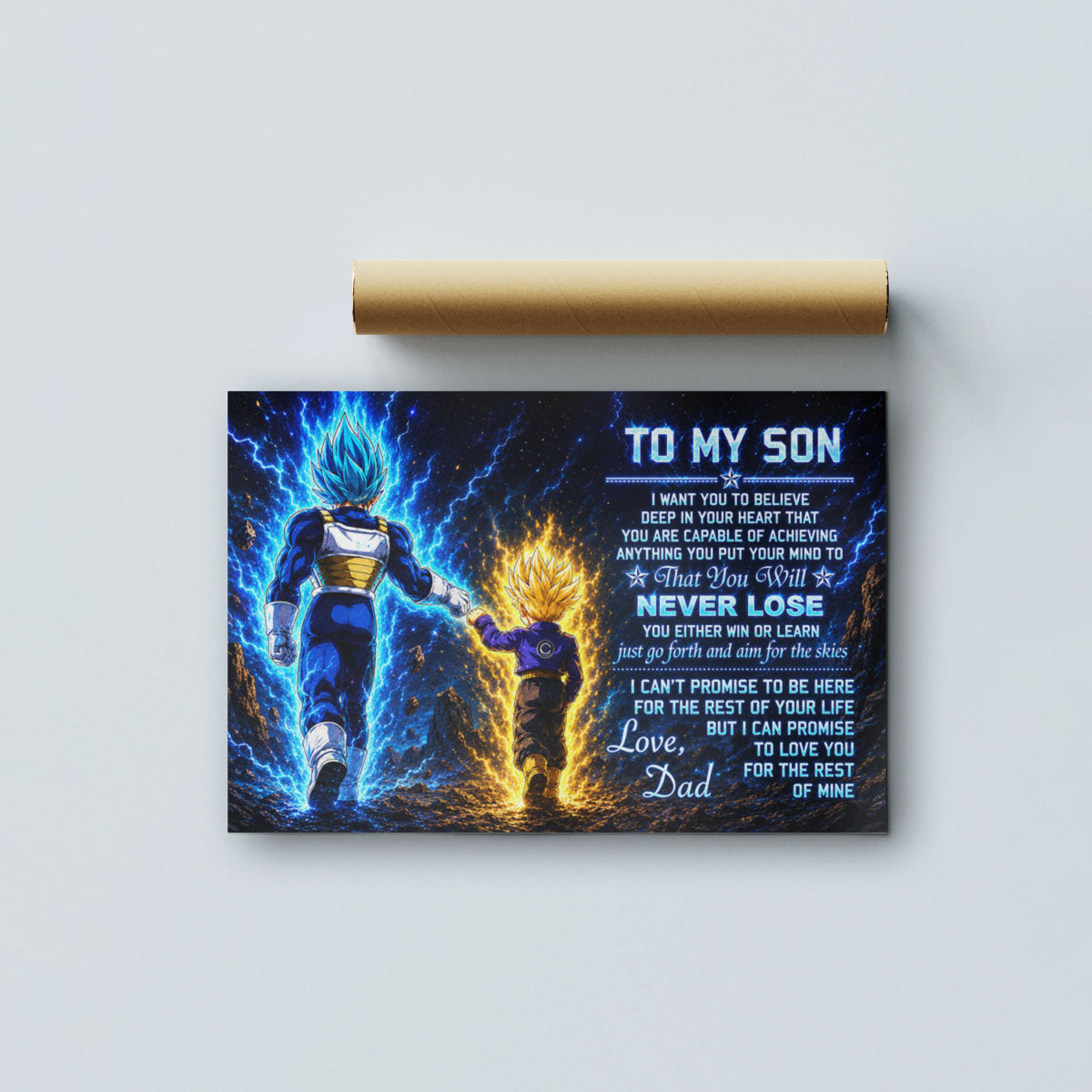 Dragon Ball Z Vegeta and Trunks Canvas Wall Art - To My Son From Dad Meaningful Gift for Son - DBZ Anime Ready to Hang Boy Room Decor - DR110