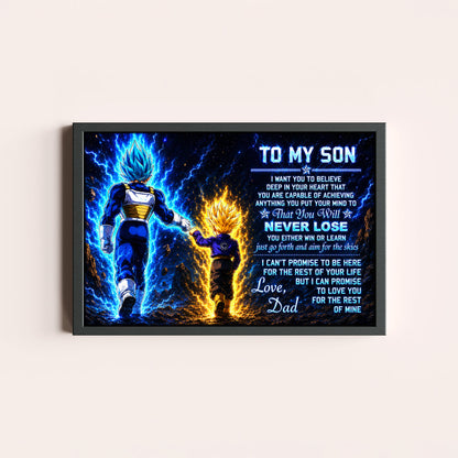 Dragon Ball Z Vegeta and Trunks Canvas Wall Art - To My Son From Dad Meaningful Gift for Son - DBZ Anime Ready to Hang Boy Room Decor - DR110