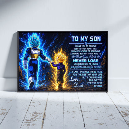 Dragon Ball Z Vegeta and Trunks Canvas Wall Art - To My Son From Dad Meaningful Gift for Son - DBZ Anime Ready to Hang Boy Room Decor - DR110