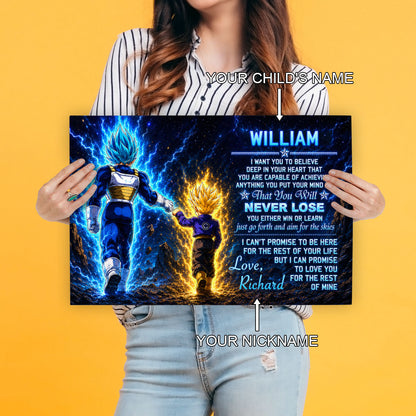 Dragon Ball Z Vegeta and Trunks Canvas Wall Art - To My Son From Dad Meaningful Gift for Son - DBZ Anime Ready to Hang Boy Room Decor - DR110