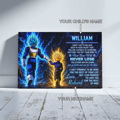 Dragon Ball Z Vegeta and Trunks Canvas Wall Art - To My Son From Dad Meaningful Gift for Son - DBZ Anime Ready to Hang Boy Room Decor - DR110