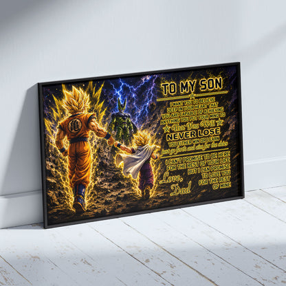 Dragon Ball Z Goku Gohan Canvas Wall Art - To My Son From Dad Meaningful Inspirational Gift - DBZ Anime Ready to Hang Boy Room Decor - DR112