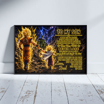 Dragon Ball Z Goku Gohan Canvas Wall Art - To My Son From Dad Meaningful Inspirational Gift - DBZ Anime Ready to Hang Boy Room Decor - DR112