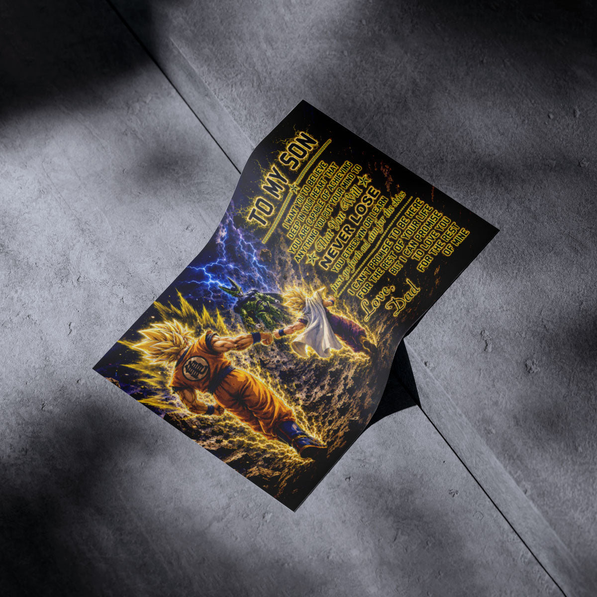 Dragon Ball Z Goku Gohan Canvas Wall Art - To My Son From Dad Meaningful Inspirational Gift - DBZ Anime Ready to Hang Boy Room Decor - DR112