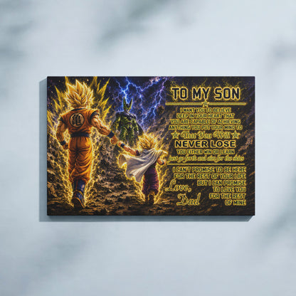 Dragon Ball Z Goku Gohan Canvas Wall Art - To My Son From Dad Meaningful Inspirational Gift - DBZ Anime Ready to Hang Boy Room Decor - DR112